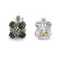 2.91 Carat Genuine Green Amethyst, White Sapphire & Green Diamond .925 Sterling Silver Earrings by Bids.com