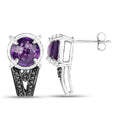 3.61 Carat Genuine Amethyst, Black Diamond and White Diamond .925 Sterling Silver Earrings by Bids.com