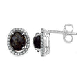 2.39 Carat Genuine White Diamond & Smoky Quartz .925 Sterling Silver Earrings by Bids.com