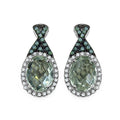 2.55 Carat Genuine Green Amethyst, Green Diamond & White Diamond .925 Sterling Silver Earrings by Bids.com