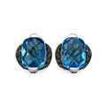 3.74 Carat Genuine Blue Topaz & Black Diamond .925 Sterling Silver Earrings by Bids.com