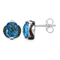 3.74 Carat Genuine Blue Topaz & Black Diamond .925 Sterling Silver Earrings by Bids.com