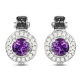 2.29 Carat Genuine Amethyst, Black Diamond and White Diamond .925 Sterling Silver Earrings by Bids.com