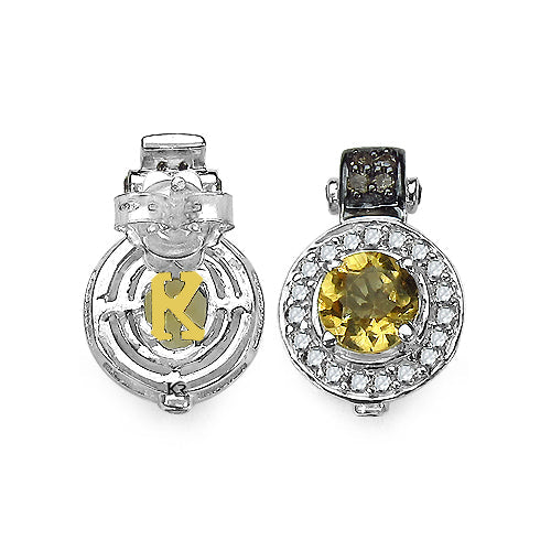 1.00 Carat Genuine Citrine and 0.31 ct..t.w Genuine Diamond Accents Sterling Silver Earrings by Avera Group