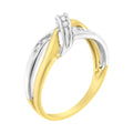 10K Yellow and White Gold 1/20 Cttw Round-Cut Diamond Bypass Ring (I2 Color, I-J Clarity) by Bids.com