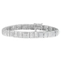 10K White Gold Round and Baguette Cut Diamond Bracelet (2.00 cttw, H-I Color, I2-I3 Clarity) by Bids.com