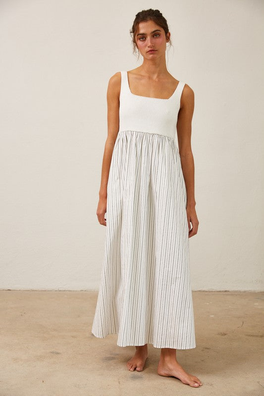 Ribbed Knit Bodice Maxi Dress by Boutique 23