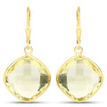 21.40 Carat Genuine Lemon Quartz .925 Sterling Silver Earrings by Bids.com