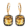 14K Yellow Gold Plated 8.90 Carat Genuine Citrine & Black Spinel .925 Sterling Silver Earrings by Avera Group