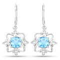 5.30 Carat Genuine Swiss Blue Topaz .925 Sterling Silver Earrings by Bids.com