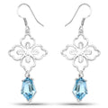 12.14 Carat Genuine Swiss Blue Topaz .925 Sterling Silver Earrings by Bids.com