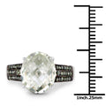 4.41 Carat Genuine Green Amethyst and Green Diamond .925 Sterling Silver Ring by Bids.com