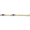 Genuine Blue Sapphire 14K Heart Gold Bracelet by Fine Color Jewels