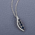 0.40 Carat Genuine Blue Sapphire and White Diamond 14K White Gold Pendant by Bids.com