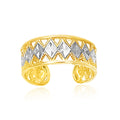 14k Two-Tone Gold Cuff Type Cut-Out Toe Ring with Diamond Design by Bids.com