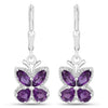 2.12 Ct Purple Amethyst Prong Silver Butterfly Leverback Earrings