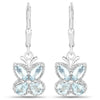 2.60 Ct Blue Aquamarine Prong Silver Butterfly Leverback Earrings