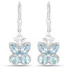 2.60 Ct Blue Topaz Prong Silver Butterfly Leverback Earrings