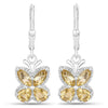 2.16 Ct Yellow Citrine Prong Silver Butterfly Leverback Earrings