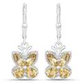 2.16 Ct Yellow Citrine Prong Silver Butterfly Leverback Earrings by Fine Color Jewels