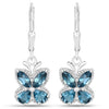 2.32 Ct London Blue Topaz Prong Silver Butterfly Leverback Earrings