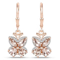 1.88 Ct Peach Morganite Prong 18K Rose Gold Plated Silver Dangle Earrings by Fine Color Jewels
