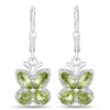 2.28 Ct Green Peridot Prong Silver Butterfly Leverback Earrings