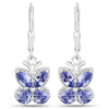 2.08 Ct Violet Tanzanite Prong Silver Butterfly Leverback Earrings