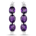 Genuine Purple Amethyst and Diamond Earrings by Fine Color Jewels