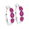 Genuine Pink Ruby and Diamond Hoop Earrings by Fine Color Jewels