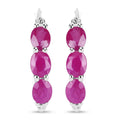 Genuine Pink Ruby and Diamond Hoop Earrings by Fine Color Jewels
