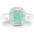 1.73 Carat Genuine Emerald & White Topaz .925 Sterling Silver Ring by Bids.com