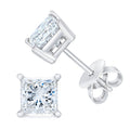 14K White Gold 1.00 Cttw Princess-Cut Square Near Colorless Diamond Classic 4-Prong Solitaire Stud Earrings (G-H Color, SI1-SI2 Clarity) by Bids.com