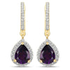 Genuine Purple Amethyst Dangle Earrings