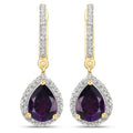 Genuine Purple Amethyst Dangle Earrings by Fine Color Jewels
