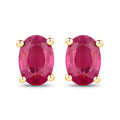1.04 Ct Oval Pink Ruby Prong 10K Gold Stud Earrings by Fine Color Jewels
