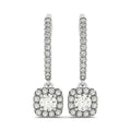 Cushion Shape Halo Style Diamond Drop Earrings in 14k White Gold (1/2 cttw) by Bids.com