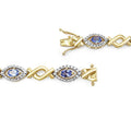 Oval Violet Tanzanite Prong Silver Evil Eye Link Bracelet by Fine Color Jewels