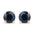 1.30 Ct Round Blue Sapphire Prong 10K Gold Stud Earrings by Fine Color Jewels