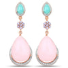 29.16 Ct Pear Pink Opal Prong Silver Teardrop Dangle Earrings