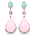 29.16 Ct Pear Pink Opal Prong Silver Teardrop Dangle Earrings by Fine Color Jewels