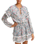 Aqua Printed Lace Trim Top by Vanessa Jane