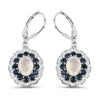 1.00 Ct Oval White Ethiopian Opal Prong Silver Floral Dangle Earrings