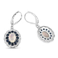 1.00 Ct Oval White Ethiopian Opal Prong Silver Floral Dangle Earrings by Fine Color Jewels