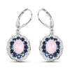 2.20 Ct Oval Pink Ethiopian Opal Prong Silver Floral Dangle Earrings