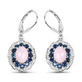 2.20 Ct Oval Pink Ethiopian Opal Prong Silver Floral Dangle Earrings by Fine Color Jewels