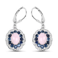 4.00 Carat Genuine Opal Pink, Blue Sapphire and White Topaz .925 Sterling Silver Earrings by Bids.com
