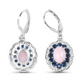 2.20 Ct Oval Pink Ethiopian Opal Prong Silver Floral Dangle Earrings by Fine Color Jewels