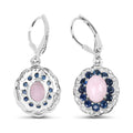 4.00 Carat Genuine Opal Pink, Blue Sapphire and White Topaz .925 Sterling Silver Earrings by Bids.com