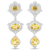 Yellow Citrine Bezel Sterling Silver Drop Dangle Earrings